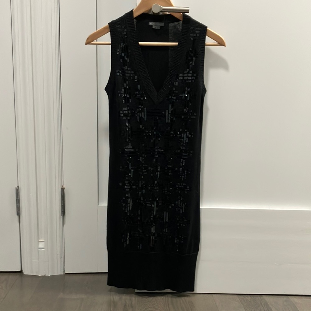 Armani Exchange Sequin Patterned Sweater Mini Dre… - image 1